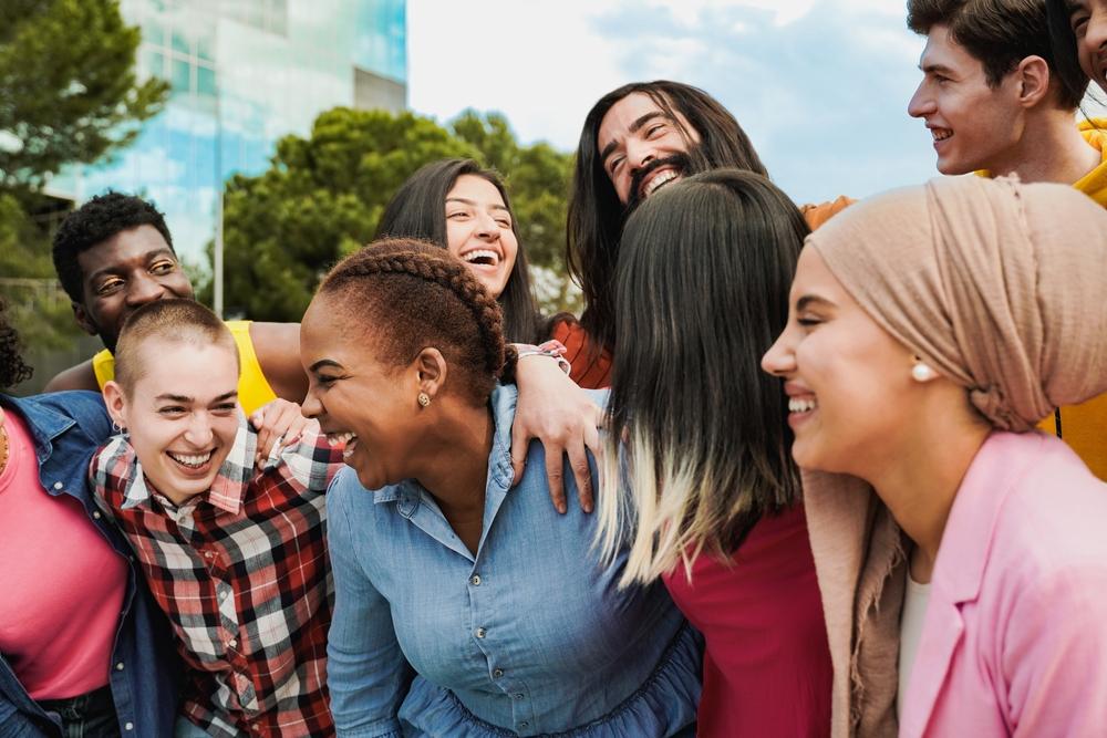Diverse group of happy people
