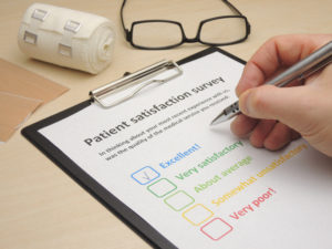 Individual completing a Patient Satisfaction survey for Behavioral Healthcare